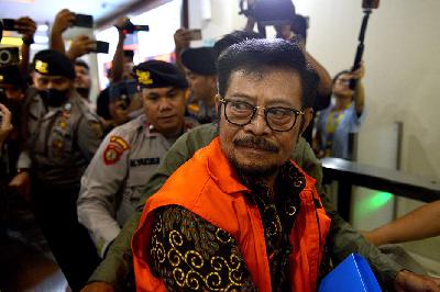 Tersangka eks Menteri Pertanian Sahrul Yasin Limpo menjalani pemeriksaan di Bareskrim Mabes Polri, Jakarta, 29 November 2023. TEMPO/ Febri Angga Palguna