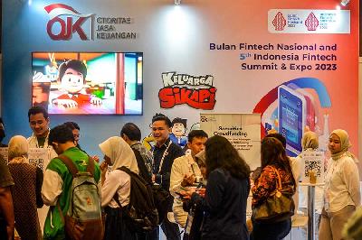 Pameran Indonesia Fintech Summit & Expo (IFSE) 2023 di Jakarta, 23 November 2023.  Tempo/Tony Hartawan