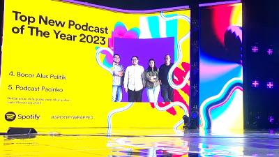 Tangkapan layar saat program Bocor Alus Politik diumumkan menjadi salah satu Top News Podcast of The Year oleh Spotify. Youtube RCTI