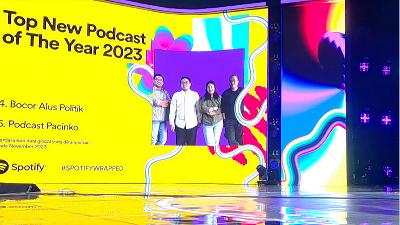 The Bocor Alus Politik talk show, showed in a screenshot, has been announced by Spotify as one of the Top News Podcasts of the Year. 
Youtube/RCTI
