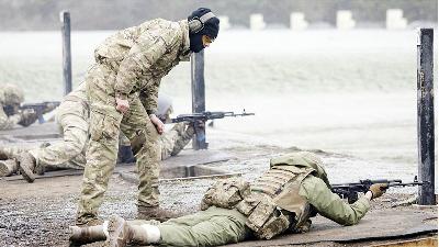 The northern Ukrainian army practices shooting through the Interflex program organized by a coalition of 11 countries in southern England, December 1. 
British Ministry of Defense Doc.

