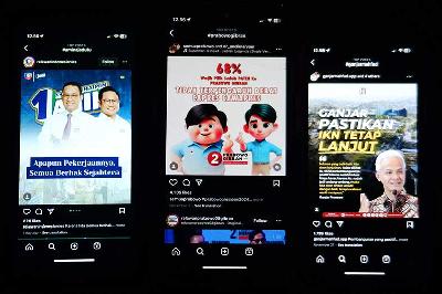 Ilustrasi kampanye digital calon presiden dan wakil presiden di media sosial. TEMPO/Bintari Rahmanita