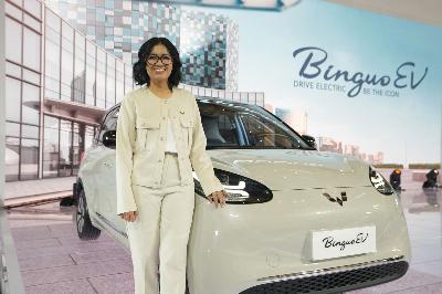 Dian Asmahani di acara peluncuran mobil listrik Wuling Binguo di Jakarta, 15 Desember 2023. Foto: wuling.id