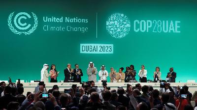Suasana Konferensi Perubahan Iklim Perserikatan Bangsa-Bangsa (COP28) di Dubai, Uni Emirat Arab, 13 Desember 2023/Reuters/Amr Alfiky