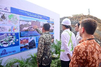 Pembangunan hotel dan restoran BSH Community Hub di Kawasan IKN, Kabupaten Penajam Paser Utara, Provinsi Kalimantan Timur, pada Kamis, 21 Desember 2023. BPMI Setpres/Muchlis Jr