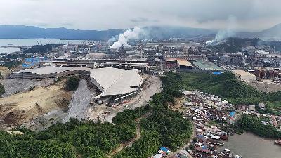 Kawasan industri berbasis nikel Indonesia Morowali Industrial Park atau PT IMIP di Kecamatan Bahodopi, Sulawesi Tengah, 26 Januari 2024. ANTARA/Mohamad Hamzah