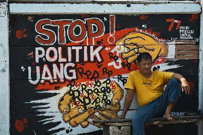 Mural tentang pemilu di Depok, Jawa Barat, 5 Juli 2023. TEMPO/M Taufan Rengganis