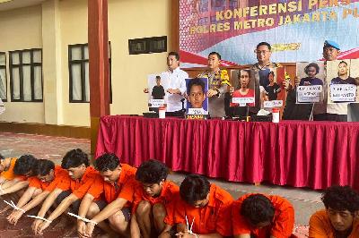 Konferensi Pres Polres Metro Jakarta Pusat terkait penangkapan 8 tahanan Polsek Tanah Abang yang kabur, 22 Februari 2024. TEMPO/Advist Khoirunikmah