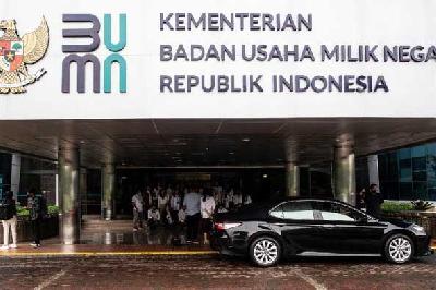 Gedung Kementerian BUMN, Jakarta, 2020. ANTARA/Aprillio Akbar