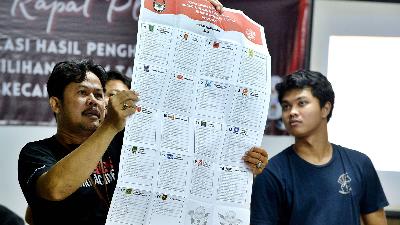 Penghitungan suara ulang Pemilu 2024 di TPS 46, Denpasar Utara, Bali, 24 Februari 2024. Antara/Fikri Yusuf