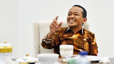 Menteri Investasi/Kelapa Badan Penanaman Modal (BKPM) Bahlil Lahadalia, di Jakarta,  22 Maret 2024/Tempo/ Febri Angga Palguna