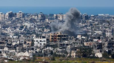 Kehancuran kota Gaza akibat serangan dari militer Israel pada 23 Maret 2024/Reuters/Amir Cohen
