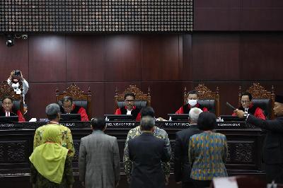 Sidang perselisihan hasil Pilpres 2024 di Gedung Mahkamah Konstitusi, Jakarta, 2 April 2024. TEMPO/Subekti.