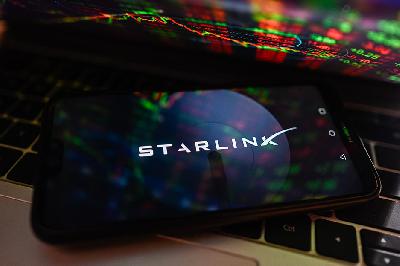 Ilustrasi logo Starlink. REUTERS/Omar Marques/SOPA Images/Sipa USA