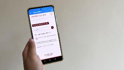 Aplikasi kamus bahasa Osing di Android. Tempo/Ratih Purnama
