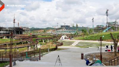 Pemandangan di kawasan Pembangunan Ibu Kota Negara (IKN) di Kalimantan Timur.
