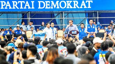 Kampanye akbar Partai Demokrat di Stadion Gayajana, Malang, Jawa Timur, 1 Februari 2024. Antara/Galih Pradipta