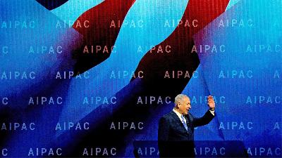 Perdana Menteri Israel Benjamin Netanyahu berbicara pada konferensi kebijakan AIPAC di Washington, DC, AS, Maret 2018. Reuters/Brian Snyder