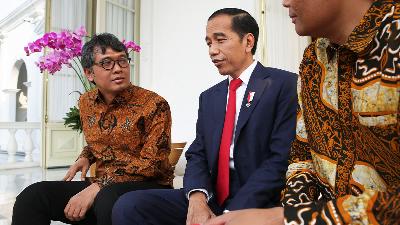 Arif Zulkifli saat mewawancarai Presiden Joko Widodo di Istana Merdeka, Jakarta, 19 Agustus 2019. Tempo/Ijar Karim