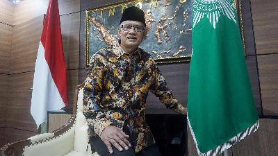 Chair of the Muhammadiyah Central Executive Board (PP Muhammadiyah), Haedar Nashir, at the PP Muhammadiyah Office in Yogyakarta, May 2023.
TEMPO/Shinta Maharani
