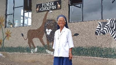 Suster Immaculati Josephine Ismudiati, di daycare Pondok Kehidupan, Kolila, Tanzania, Juni 2024. Dok. Handewi Pramesti