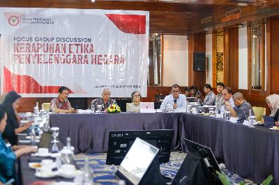 Focus Group Discussion bertema “Kerapuhan Etika Penyelenggara Negara dalam Berbangsa dan Bernegara” di Hotel Sari Pacific, Jakarta, pada Selasa, 27 Agustus 2024. TEMPO | Surkarnain