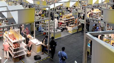 Suasana pameran usaha mikro, kecil dan menengah (UMKM), di Jakarta Convention Center, Desember 2023. TEMPO/Tony Hartawan