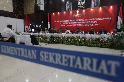 Suasana tes wawancara bagi Calon Dewan Pengawas (Dewas) KPK di Gedung Setneg, Jakarta, 17 September 2024. TEMPO/Subekti