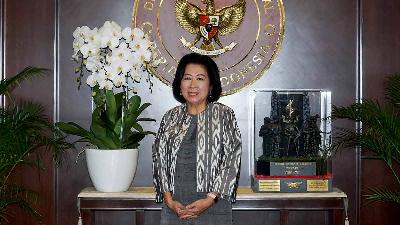 Deputy Chair of the National Economic Council (DEN) Mari Elka Pangestu after an interview with Tempo at the National Economic Council Office in Kebon Sirih, Jakarta, January 14, 2025. TEMPO/Ilham Balindra