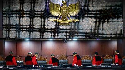 The courtroom during a plenary session on a material judicial review at the Constitutional Court Building in Central Jakarta, December 11, 2025. Tempo/Intern/Kemal Raditya Pasha