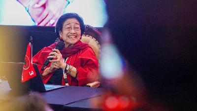 PDI-P Chair Megawati Soekarnoputri laughs at Beach City International Stadium, Ancol, Jakarta, January 11, 2026. Tempo/Ilham Balindra