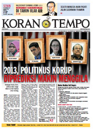 Cover Koran Tempo - Edisi 2012-12-31