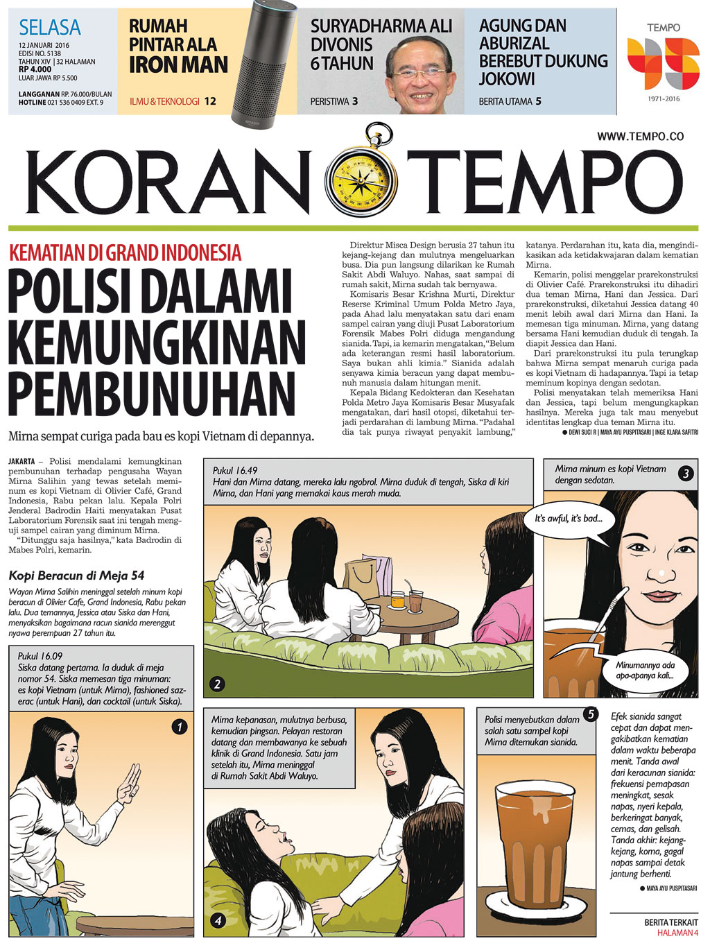 Cover Koran Tempo - Edisi 2016-01-12