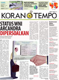 Cover Koran Tempo - Edisi 2016-09-08