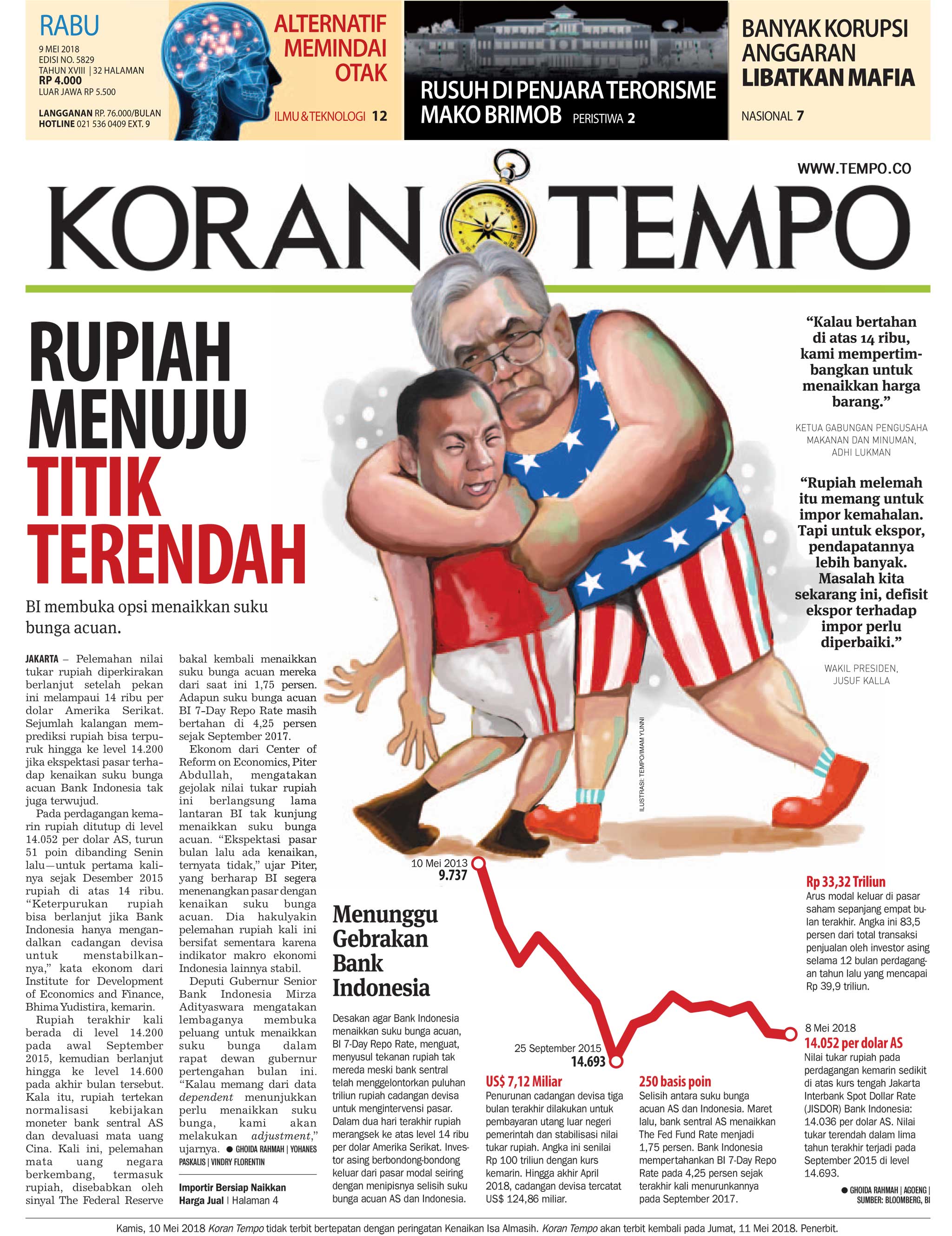 Cover Koran Tempo - Edisi 2018-05-09