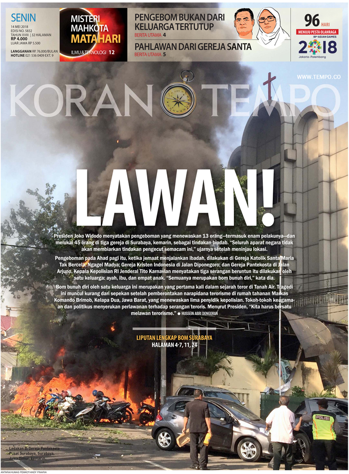 Cover Koran Tempo - Edisi 2018-05-14