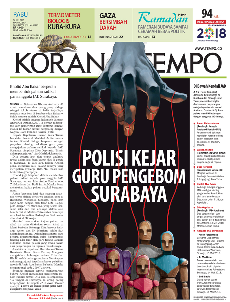 Cover Koran Tempo - Edisi 2018-05-16