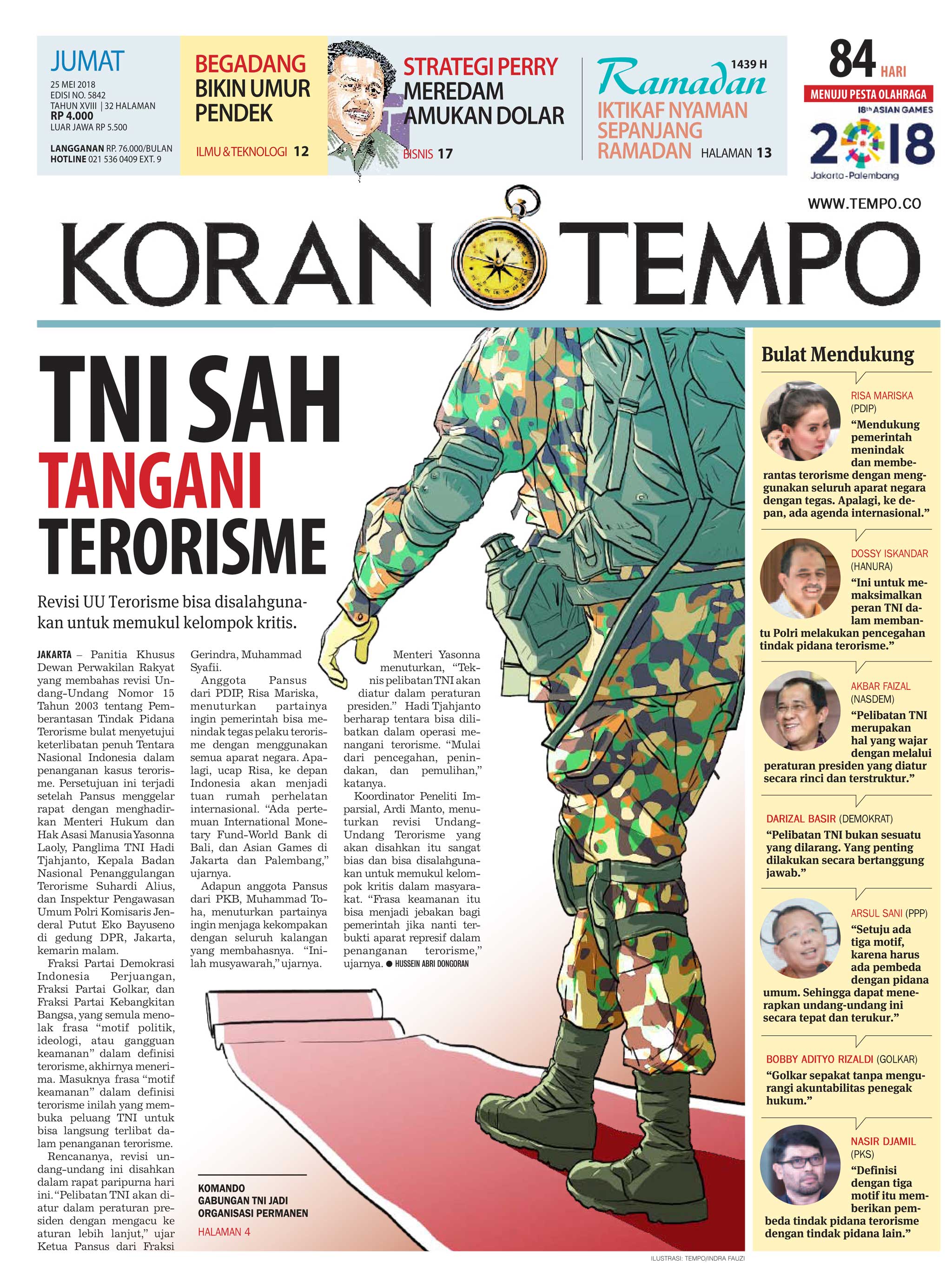 Cover Koran Tempo - Edisi 2018-05-25
