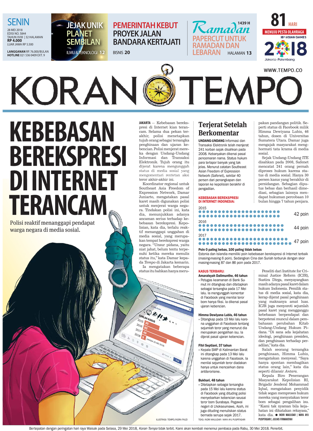 Cover Koran Tempo - Edisi 2018-05-28