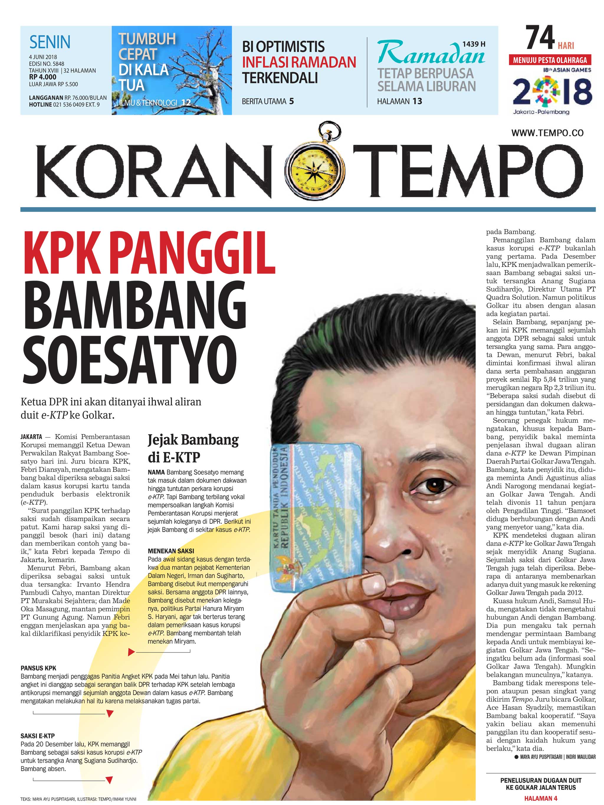 Cover Koran Tempo - Edisi 2018-06-04