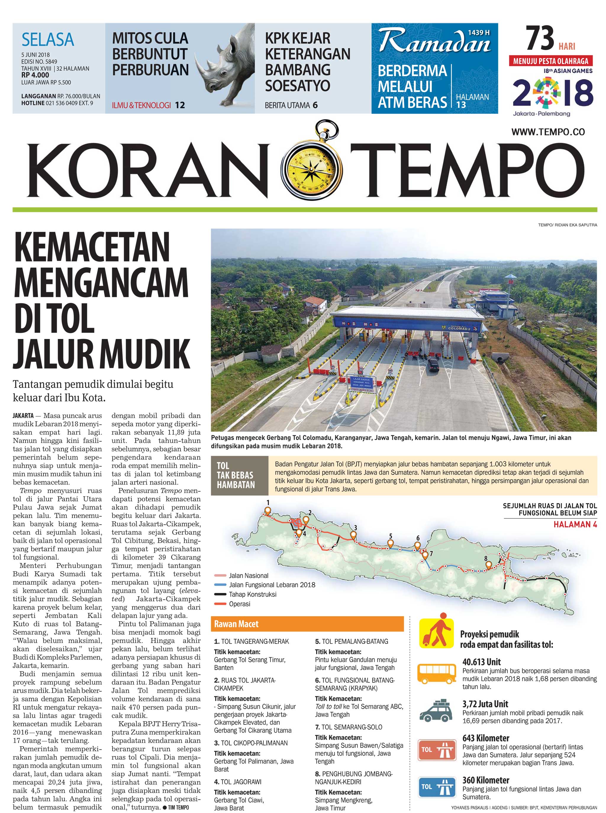 Cover Koran Tempo - Edisi 2018-06-05