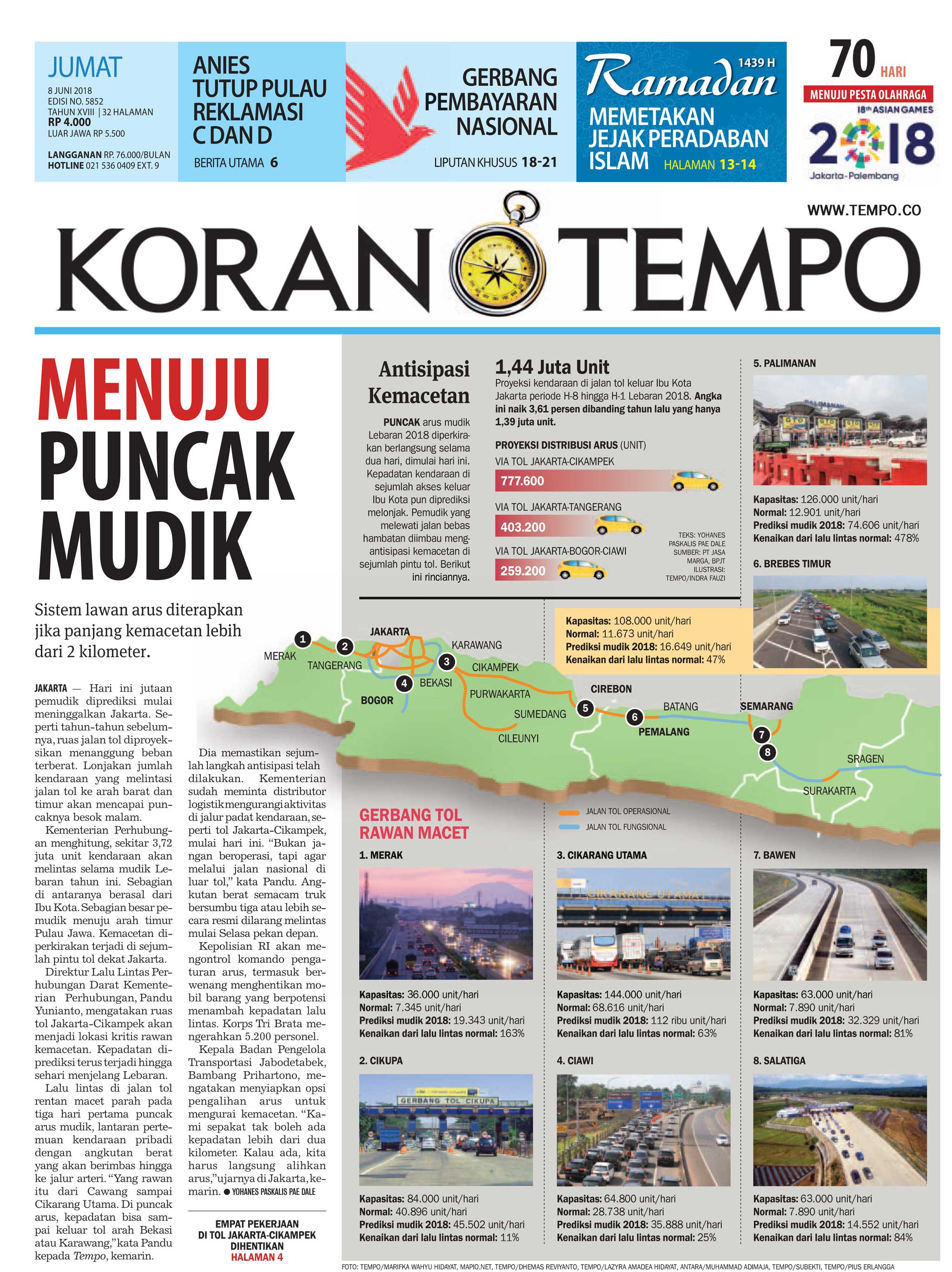 Cover Koran Tempo - Edisi 2018-06-08