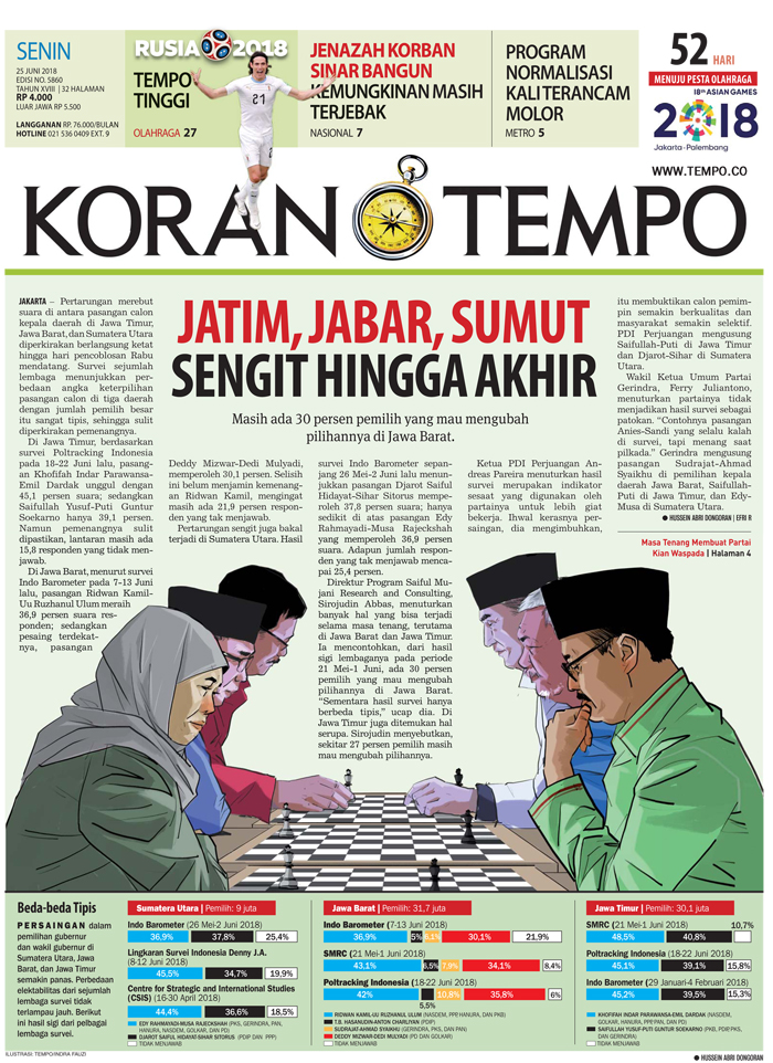 Cover Koran Tempo - Edisi 2018-06-25