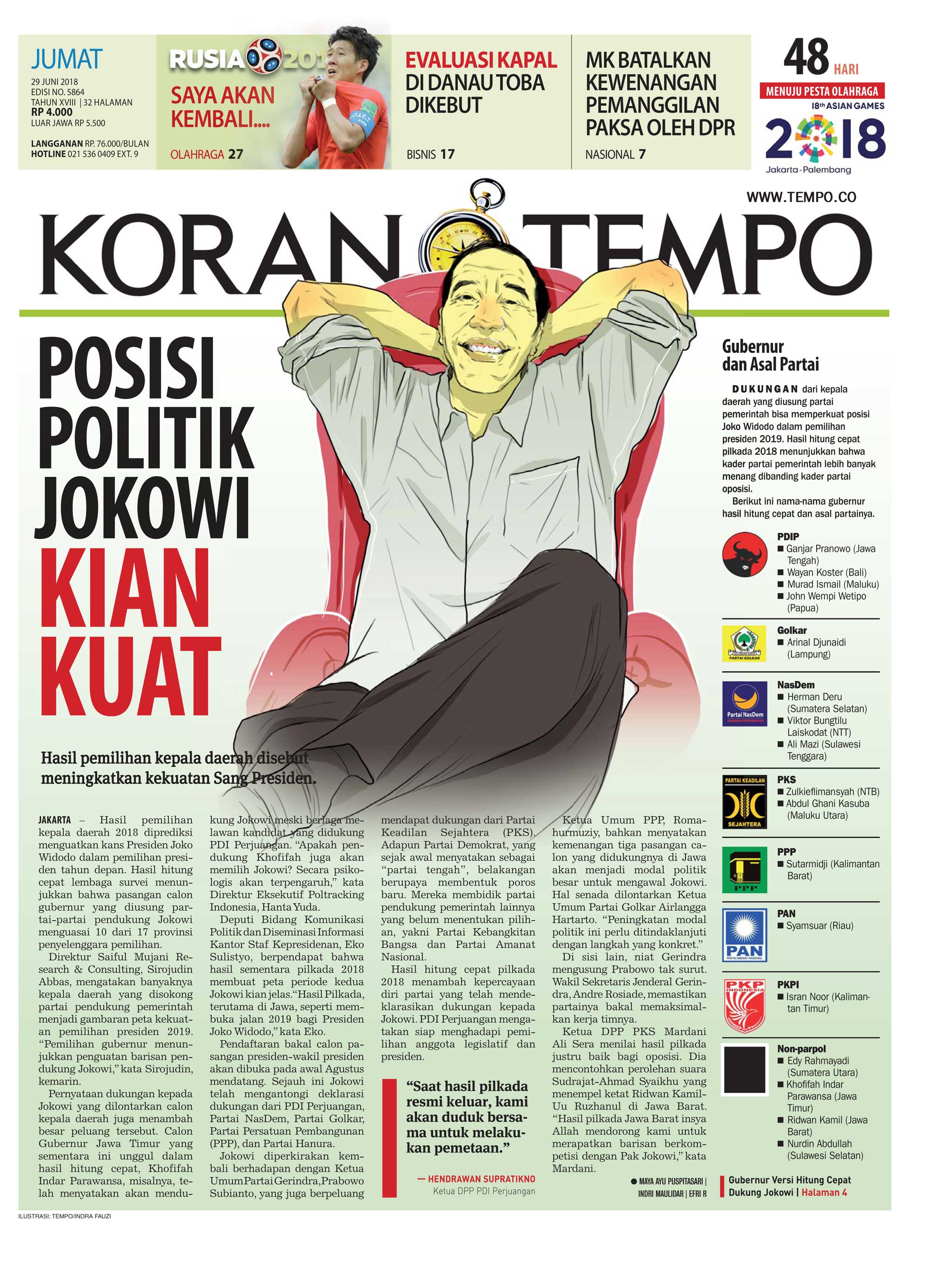 Cover Koran Tempo - Edisi 2018-06-29