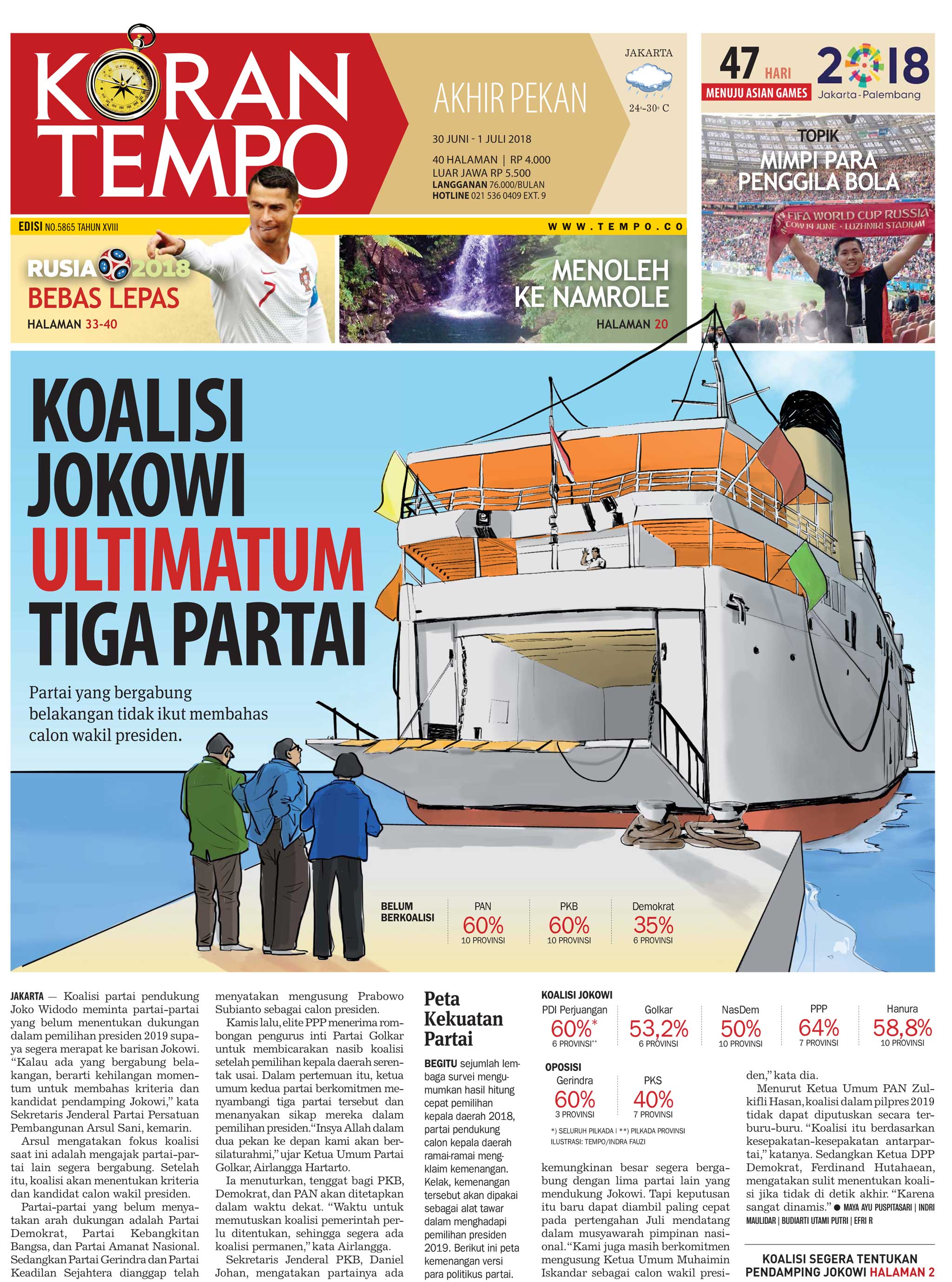 Cover Koran Tempo - Edisi 2018-06-30