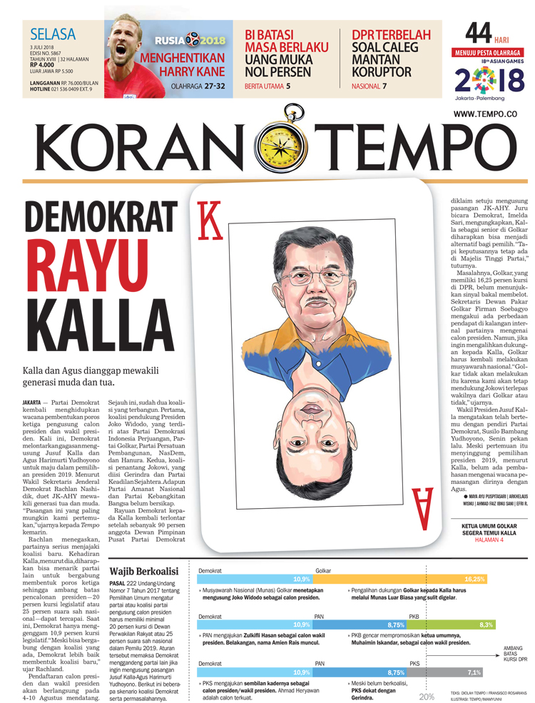 Cover Koran Tempo - Edisi 2018-07-03