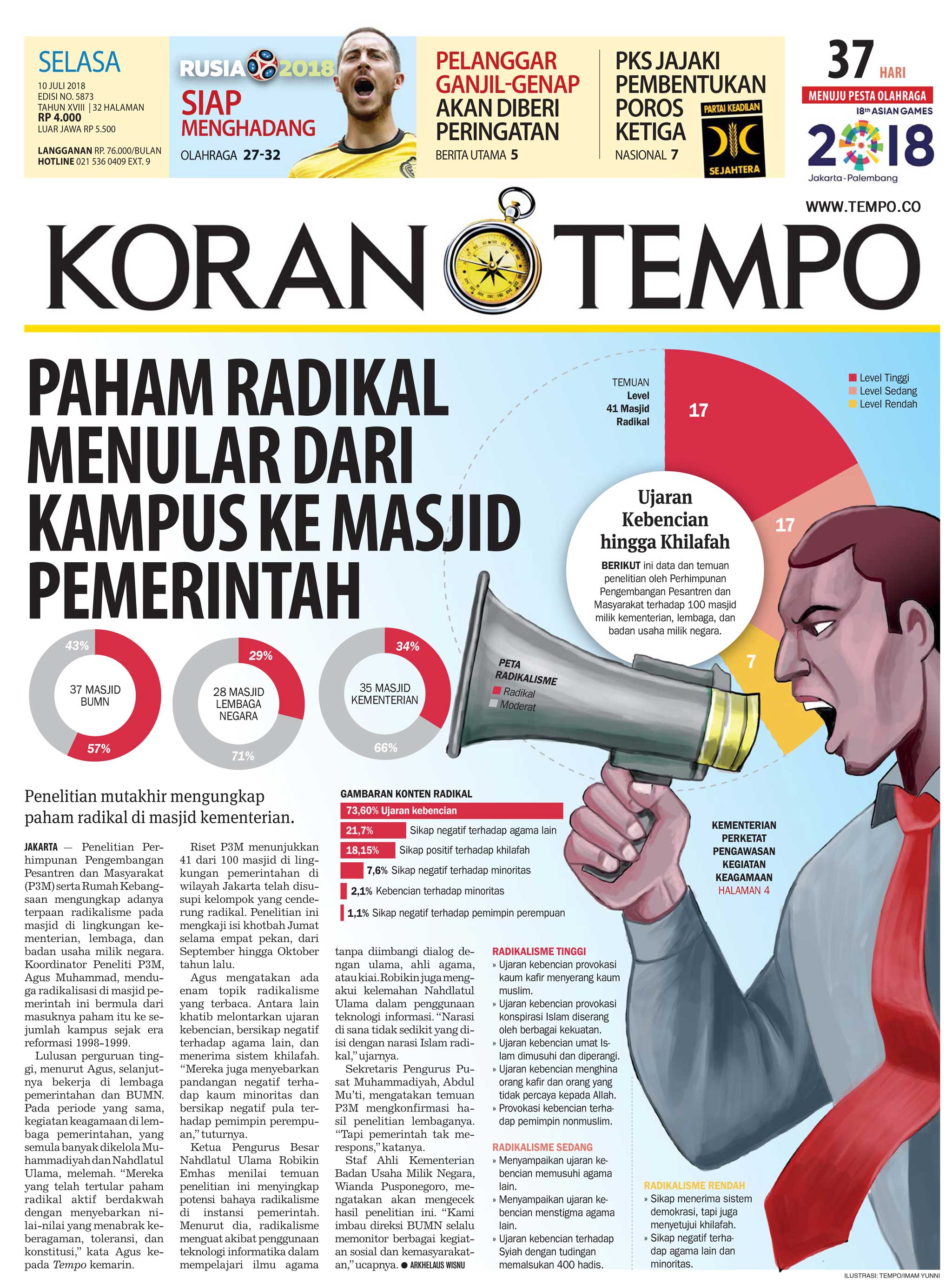 Cover Koran Tempo - Edisi 2018-07-10