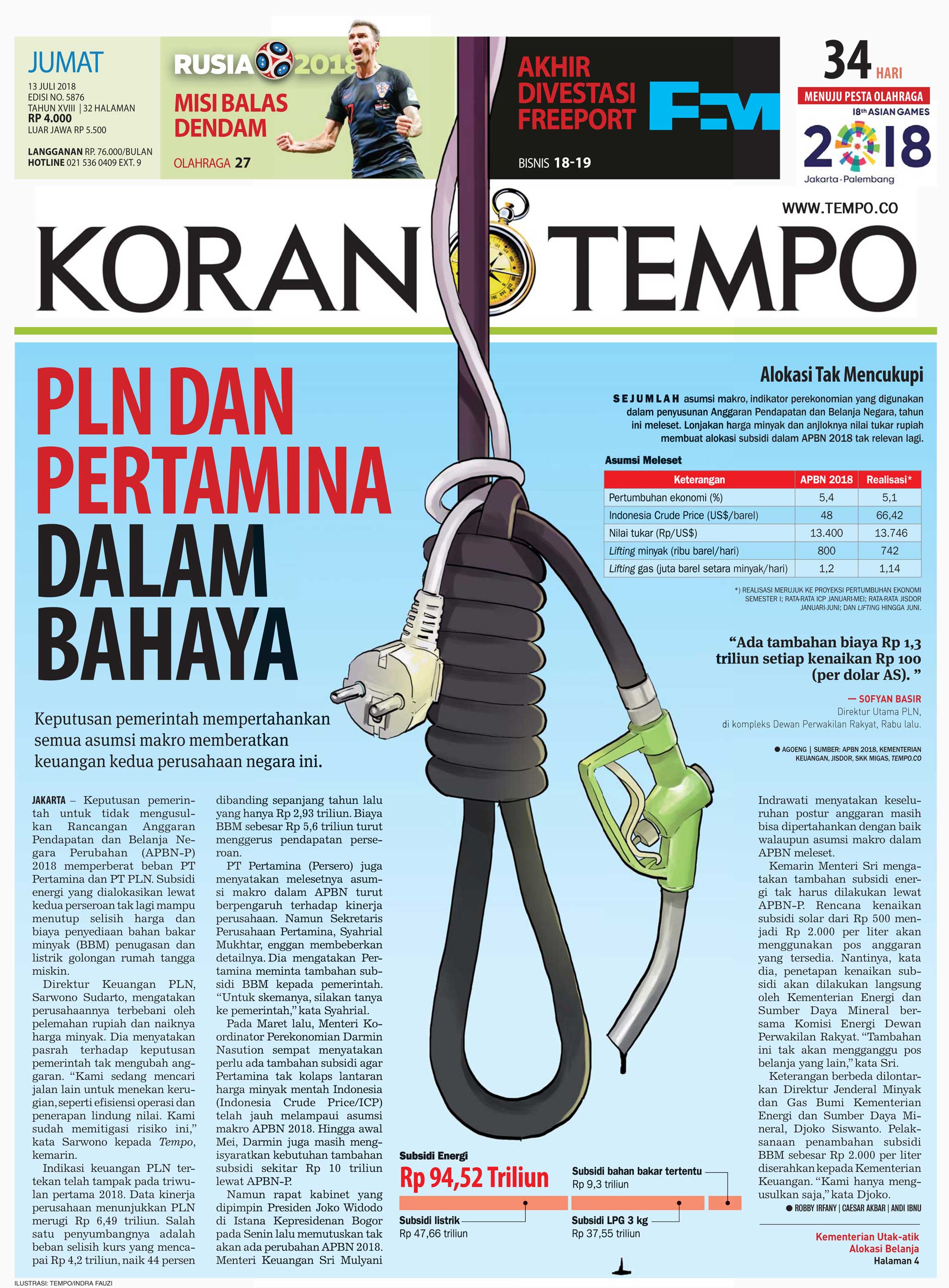 Cover Koran Tempo - Edisi 2018-07-13