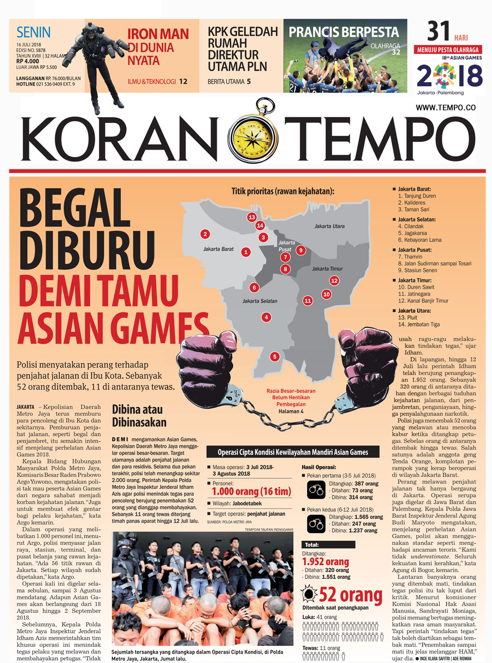 Cover Koran Tempo - Edisi 2018-07-16