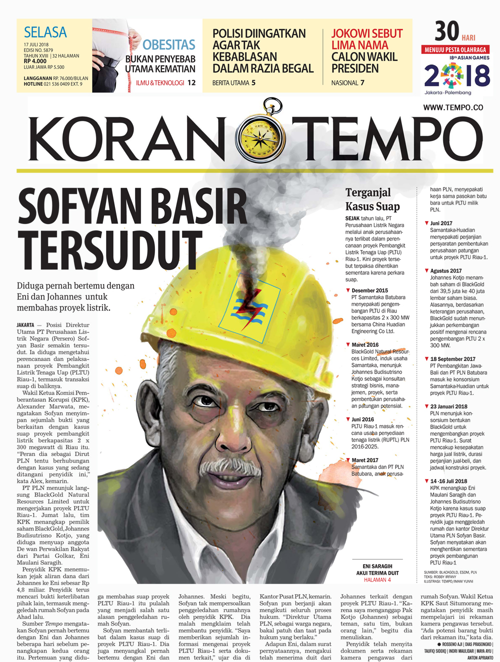 Cover Koran Tempo - Edisi 2018-07-17
